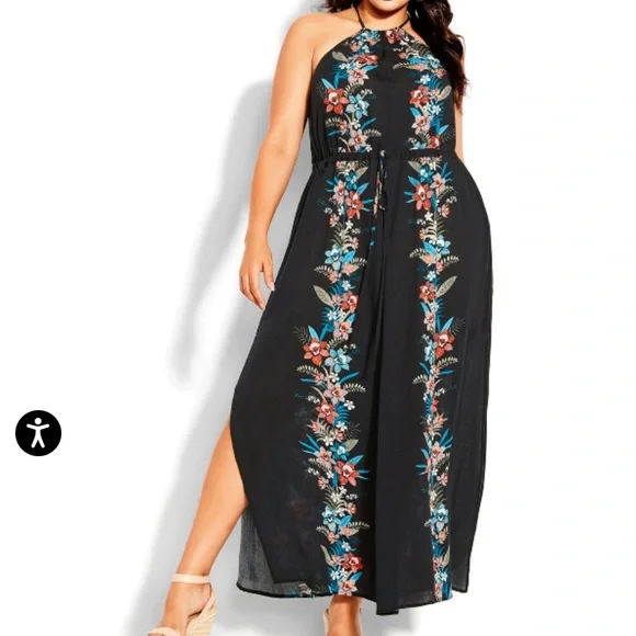 Azores Border Maxi Dress - black